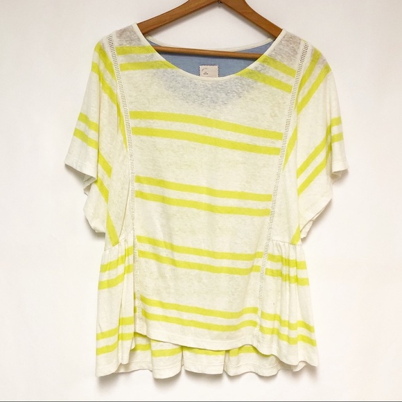 Anthropologie Postmark Stripe Linen Top - Picture 2 of 8